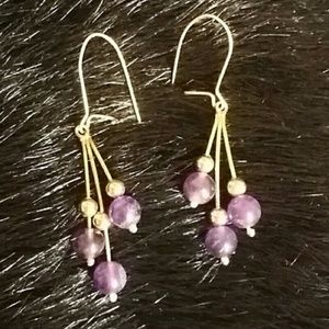 14k amethyst dangling earrings